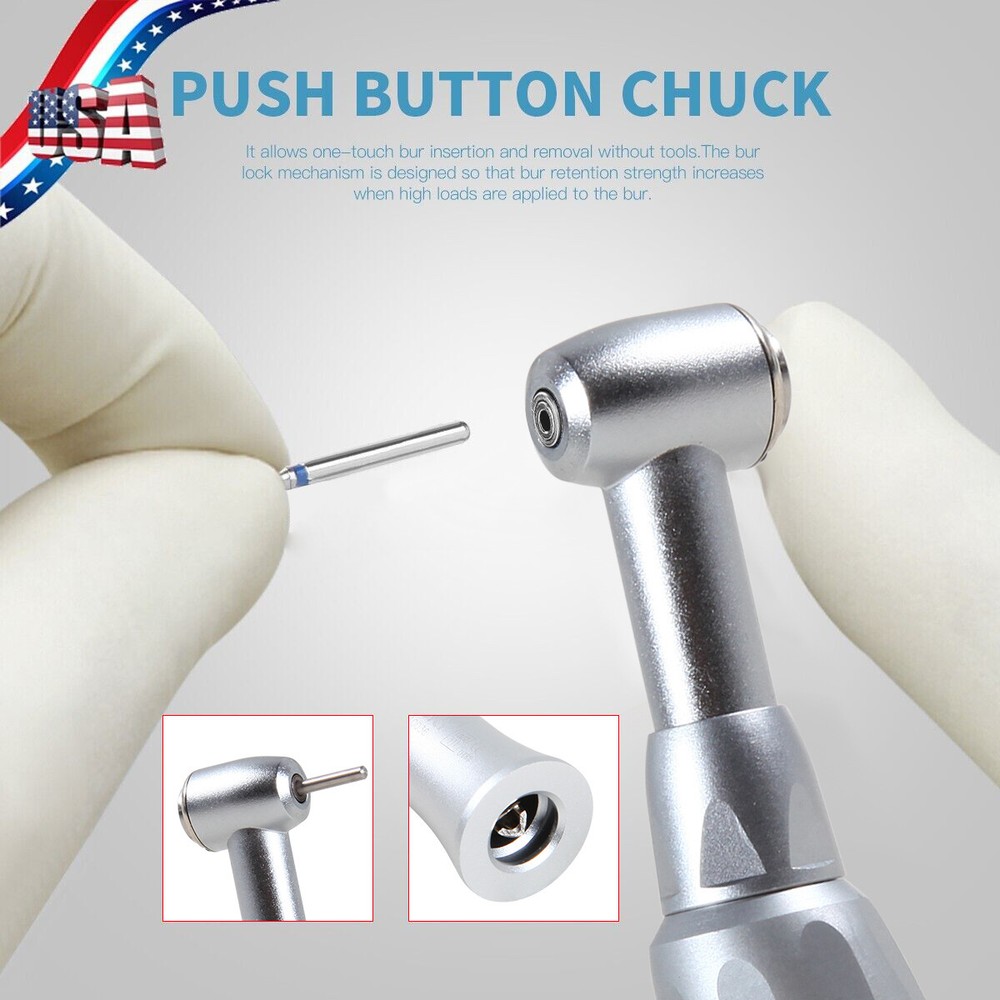 For NSK Dental Low Speed Contra Angle Handpiece Push Button Fit FG 1.6mm Burs