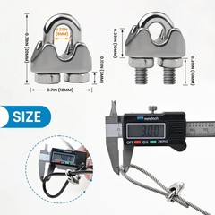 8 Pcs 1/8 Inches M3 Stainless Steel Wire Rope Cable Clip Clamp, Sliver