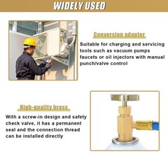 ZIMISI R1234YF SelfSealing Can Tap Depressor, 1/4″ SAE 1/2″ LH Thread Valve B…