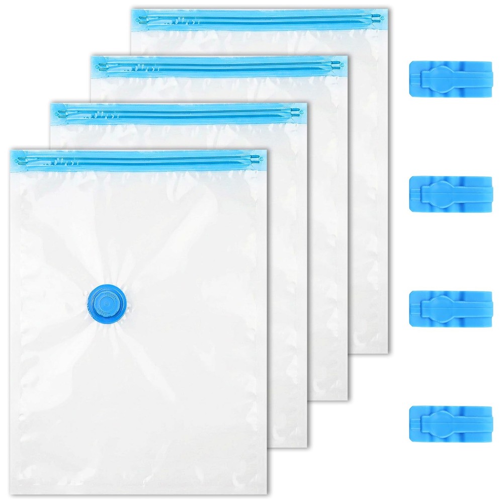 4-Pack Vacuum Compression Space Saving Storage Bags – 0.073 liters, Neutral