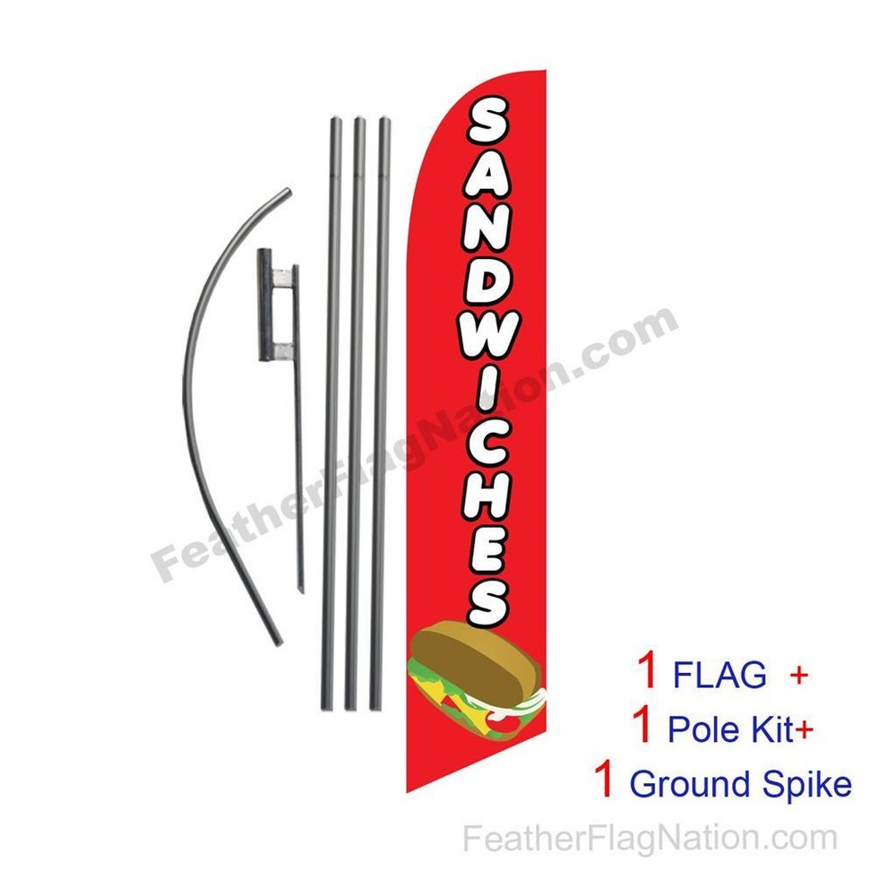 Sandwiches 15′ Feather Banner Swooper Flag Kit with pole+spike