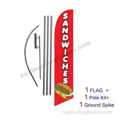 Sandwiches 15′ Feather Banner Swooper Flag Kit with pole+spike