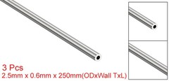 2.5mm x 0.6mm x 250mm 304 Stainless Steel Capillary Tube for Industry, 3Pcs