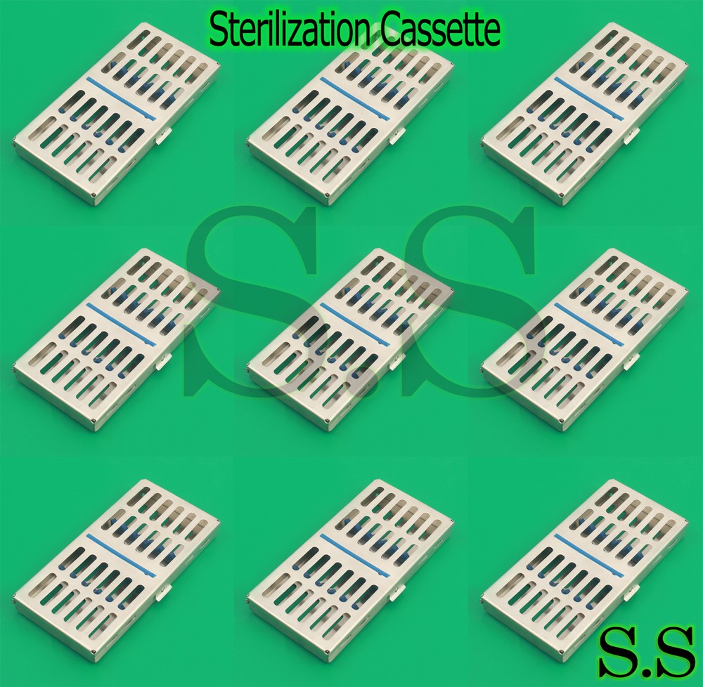 NEW 10 DENTAL AUTOCLAVE STERILIZATION CASSETTE RACK BOX TRAY FOR 7 INSTRUMENTS
