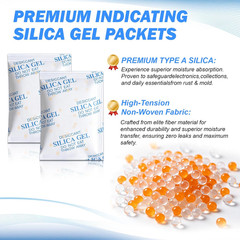 20G (16 Pack) Color Changing Silica Gel Packets, Food Safe & Non-Toxic Desiccant