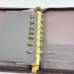 Franklin Covey BrownLeather Planner Cover Zip Around 7 Ring USA Seasons 8”x10”