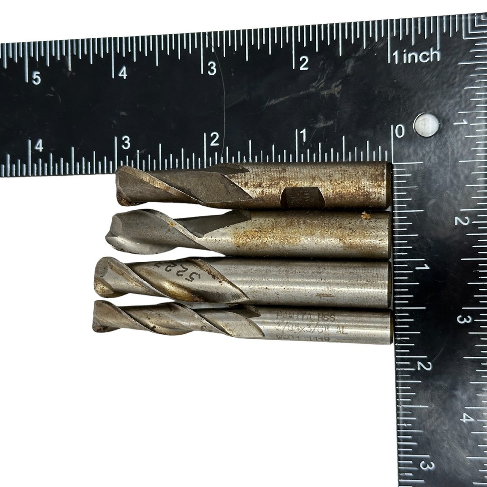 Lot of 4 Hanita 3/8″ , 3 pcs x 1/2″ Diameter 2 Flutes 3″ OAL End Mills