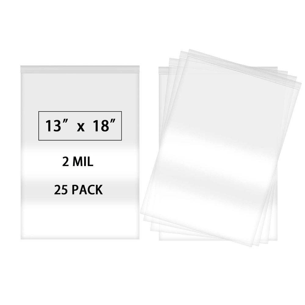 25pcs 13 X 18 Resealable 2 Gallon Zip Lock Bags Large Plastic Poly