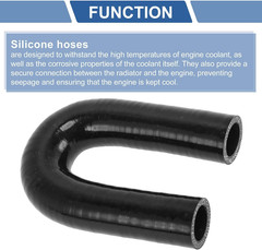 25Mm / 1” Inch ID 180 Degree U Bend Shape Silicone Elbow Coupler Hose Black Car