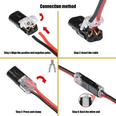 20/50 Pieces of Locking Plug-In Dual-Wire Led Connectors, 2-Pin 2-Way