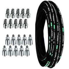 100ft 3/8 Smooth hydraulic hose 20PCS Two Types NPT/JIC Male hydraulic fittings