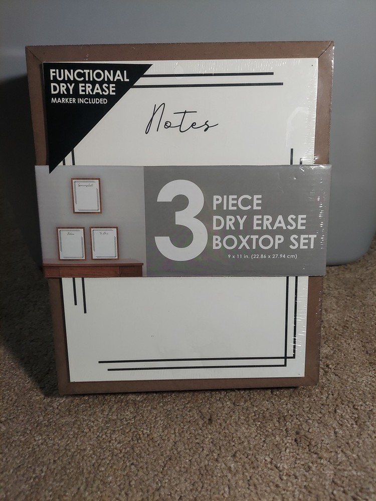 3 Piece Functional Dry Erase Boxtop Set Marker Included Brown Frame
