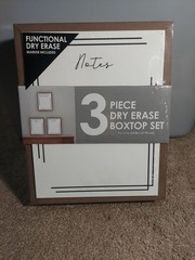 3 Piece Functional Dry Erase Boxtop Set Marker Included Brown Frame