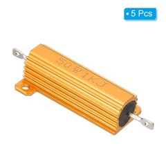 50W 1000 Ohm Aluminum Shell Resistor, 5pcs Housing Resistor 5% Tolerance, Golden