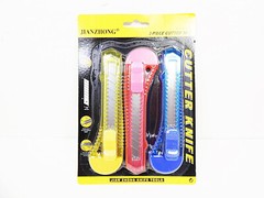 Snap-Off Blade Box Cutters Utility Razor Knife 3 pc. Retractable Blades Knifes
