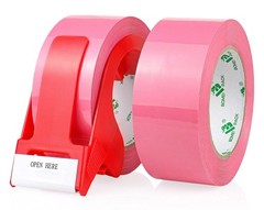 Pink Packing Tape with Dispenser, 2.4 Mil 1.88 Inch x 110 Yards, 2 Refills Ro…