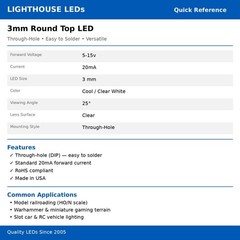 10 x 12v 3mm LED Light Cool White Ultra Bright Internal Resistor 5v-15v 9v 6 no