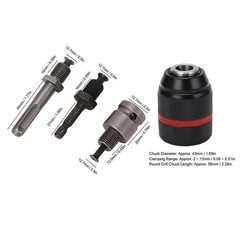 Metal Heavy Duty 1/2-20UNF 13mm Keyless Drill Chuck Hex Shank/SDS/Square Adaptor