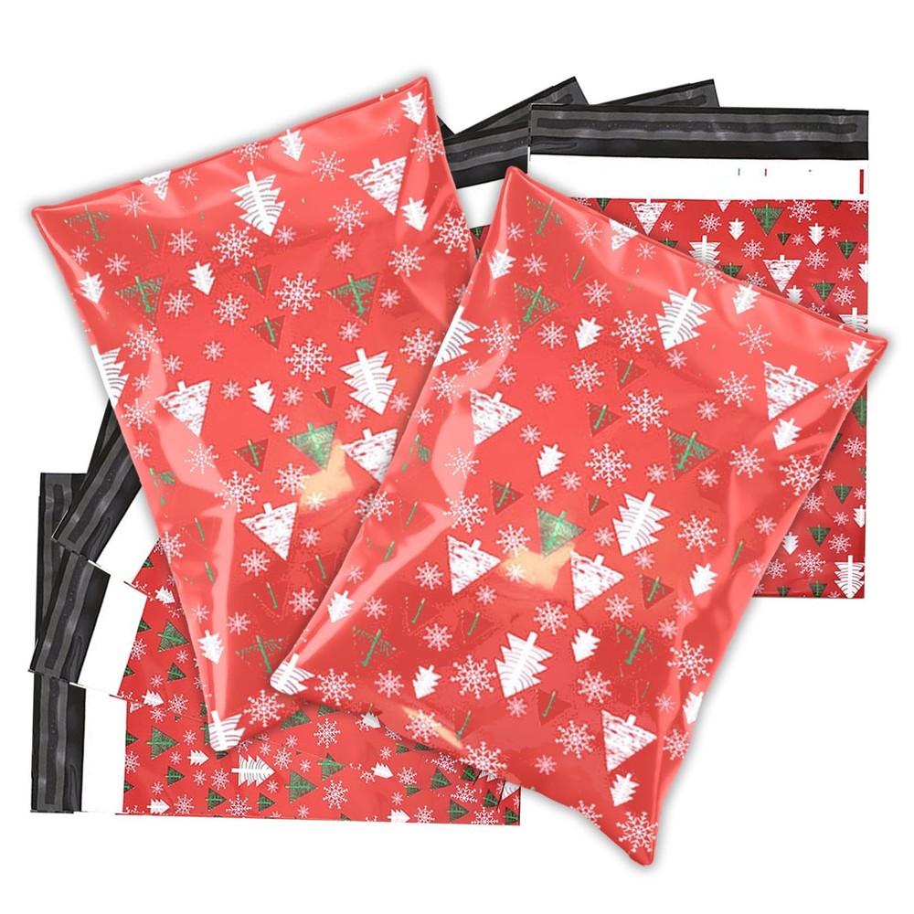 Christmas Poly Mailers 10×15 Inch 20Pcs – Self Seal Mailing Envelopes for Red