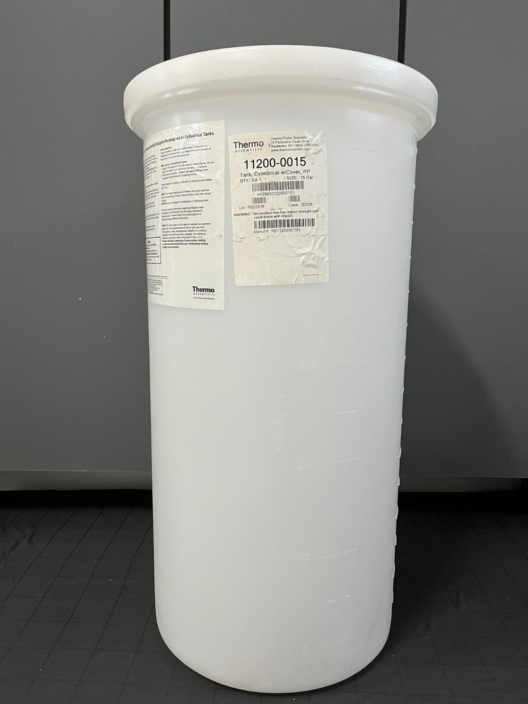 THERMO NALGENE 56.8L (15 GAL) Cylindrical Polypropylene Tank W/ Cover 11200-0015