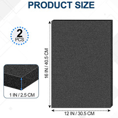2 PCS Polyurethane Foam Sheets 16″ L X 12″ W X 1″ T Packing Foam Inserts