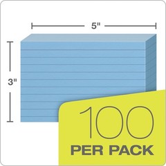 Ruled Color Index Cards, 3″ x 5″, Blue, 100 Per Pack (7321 BLU)