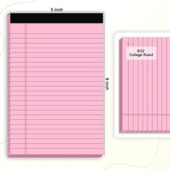 Small Legal Pads 5X8 Colored, 6 Pack Note Pads 5X8, Perforated Pink Legal Pad Co