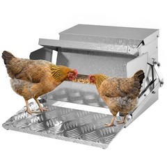 Automatic Chicken Feeder Galvanized Steel Poultry Feeders, 25 Lbs of Feeds