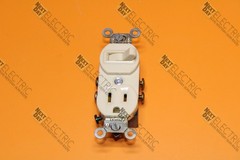 Leviton, 5225-I, Combination Outlet Switch Single Pole Ground Outlet Ivory Recep