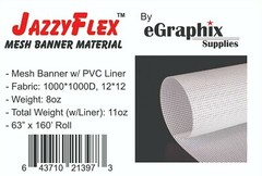 Mesh Banner Material w Liner, 1000×1000, White 63 in x 160 ft Roll
