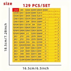 1-set 129pcs Circuit Breaker Box Labels, Conspicuous Identification Weatherproof