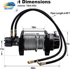 Hydraulic Winch 1/2″X78Ft Steel Cable – BMR100 Motor, 36:1 Gear Ratio – Great fo