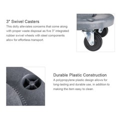 Trash Can Dolly Heavy-duty | 5 Caster | 460 Lb Capacity | 18″ Gray