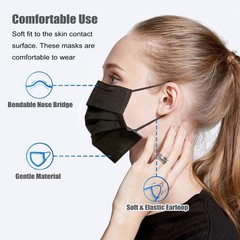 100 Pcs Disposable Face Masks, 3 Ply Face Masks Black Disposable Mask, (Dispo…