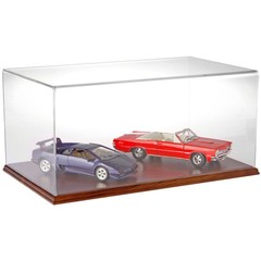 Plymor Clear Acrylic Display Case with Hardwood Base, 20″ W x 12″ D x 9″ H