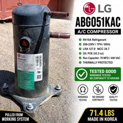 LG ABG051KAC Scroll Compressor 104161-09 Rheem USED TESTED 55-107225-03
