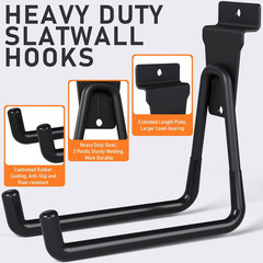 24 Pack Heavy Duty Slatwall Hooks, Black Garage Slatwall Panel Accessories Utili
