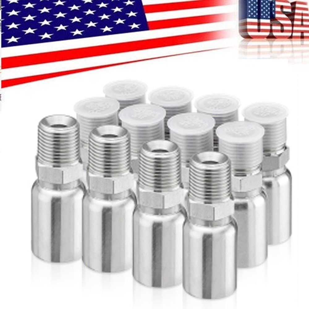 12 Pack 1/2″ NPTF Hydraulic Hose End Fittings, 1/2″ I.D. Hose x 1/2″ NPTF Male