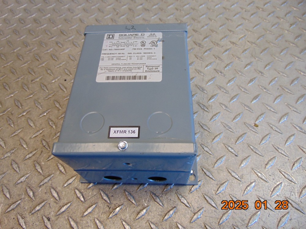 SQUARE D 750SV43F .750 KVA TRANSFORMER 1-PHASE PRI: 240/120V SEC: 24/12V