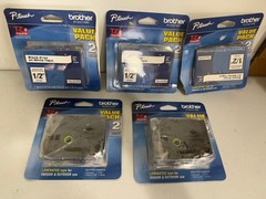 Genuine Brother (5) TZe-2312PK Black on White 1/2 Inch (10 Tapes- Open Box)