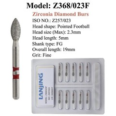 Dental Zirconia Cutting Diamond Bur FG Football Round End Taper Cylinder Egg