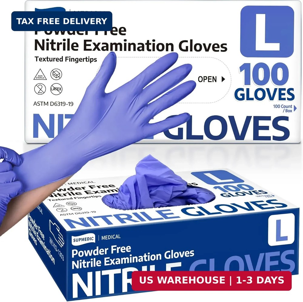 Supmedic Medical Soft Max™ Nitrile Exam Gloves, Powder-Free Latex-Free Food Safe