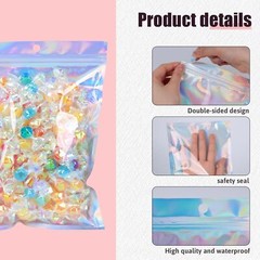 100-400 Smell Proof Mylar Bags Holographic Resealable Food Ziplock Foil Pouches