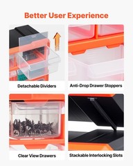 VEVOR 22-Drawer Storage Organizer Plastic Drawer Parts Storage Cabinet Stackable
