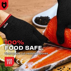 Premium Cut Resistant Gloves Food Grade — Level 5 Protection; Ambidextrous; M…