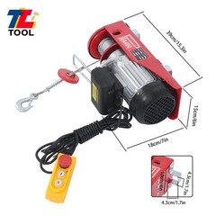 880LBS Mini Electric Hoist 14 FT Wired Remote Control 110V 980W Height 20-40 FT
