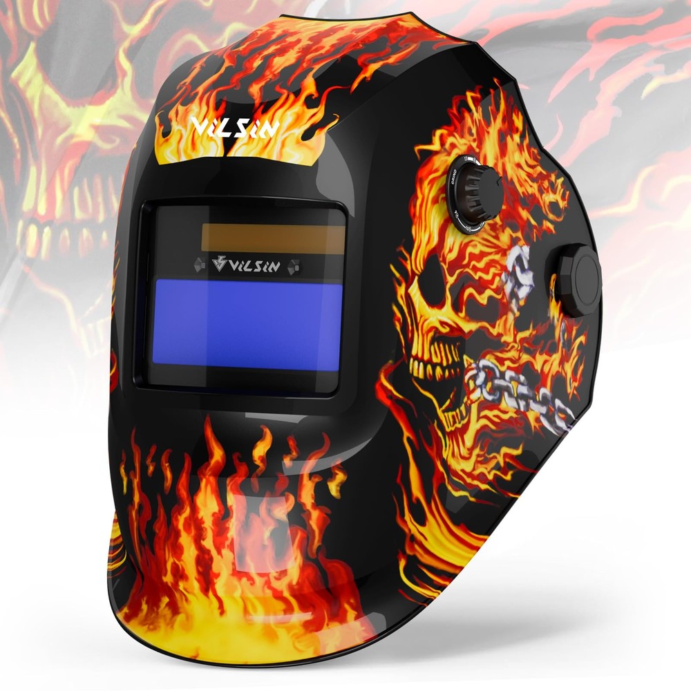 VILSIN True Color Auto Darkening Welding Helmet with Flames Welding Mask Larg…