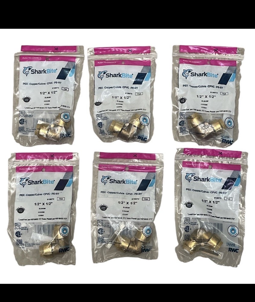 SharkBite Push-To-Connect 1/2″ x 1/2″ Elbow (LOT Of 6)
