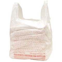(1000 BAGS)T-SHIRT THANK YOU PLASTIC BAGS 11.5″ x 22″ GRACIAS RECYCLED MATERIALS