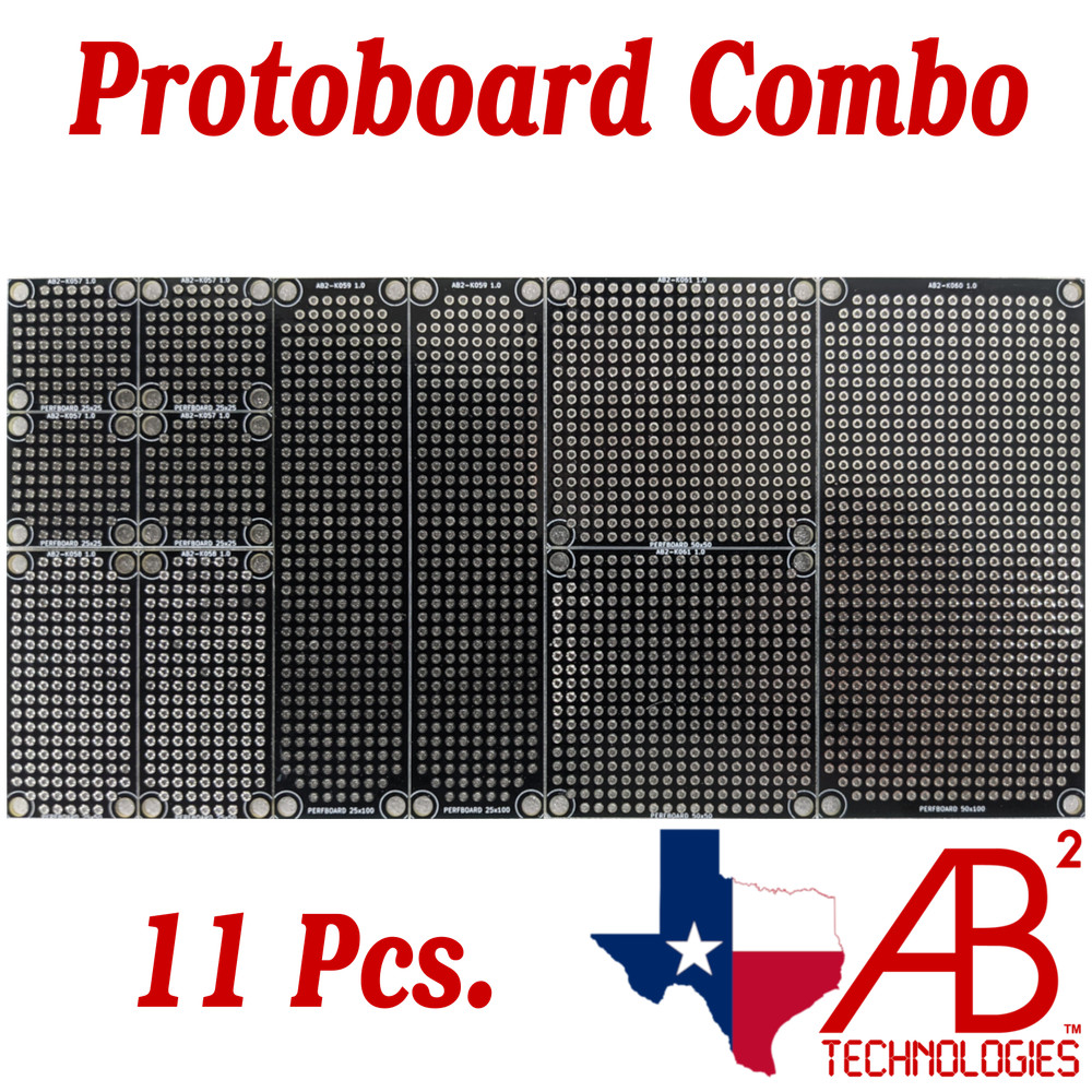 11 Pcs Black PCB Proto / Perf Boards Double Sided Combo Pack
